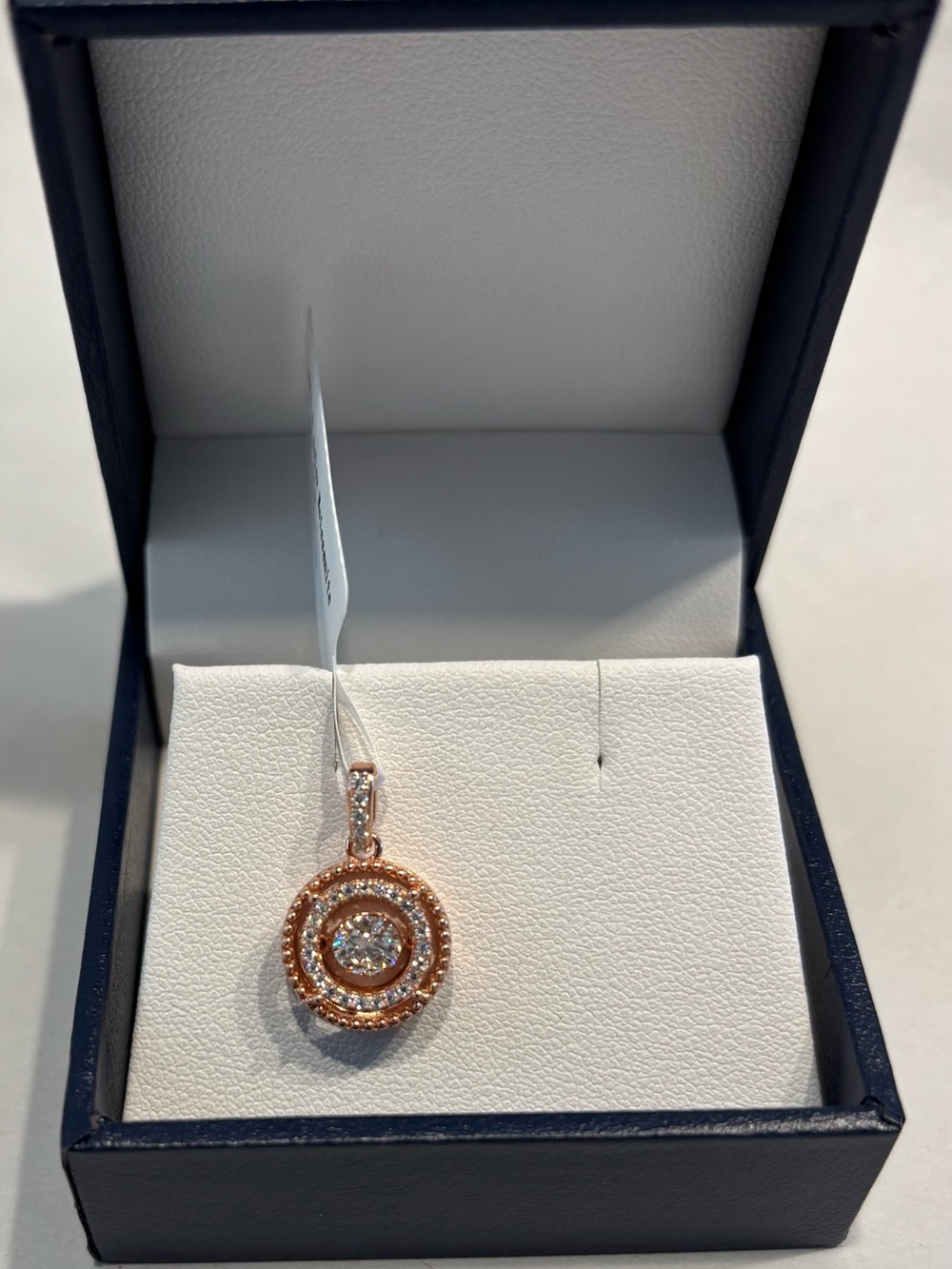 0.65CT Rose Gold Double 925 SS Halo Pendant Necklace Dancing Center Stone